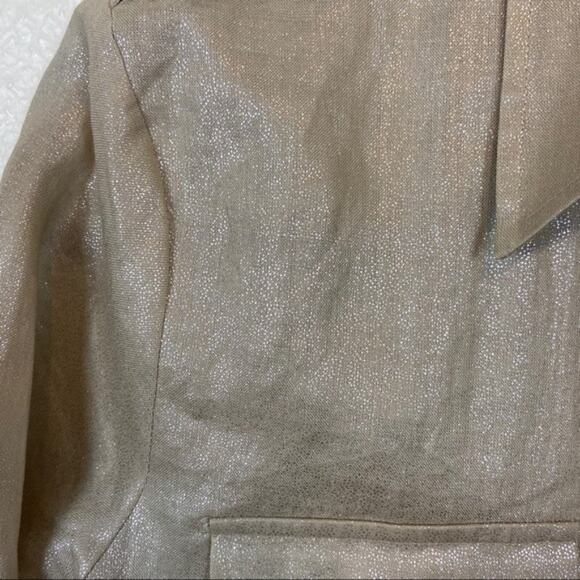 Military Jacket Silk Club Collection Womens Metallic Gold Cropped Size Small - Picture 3 of 11